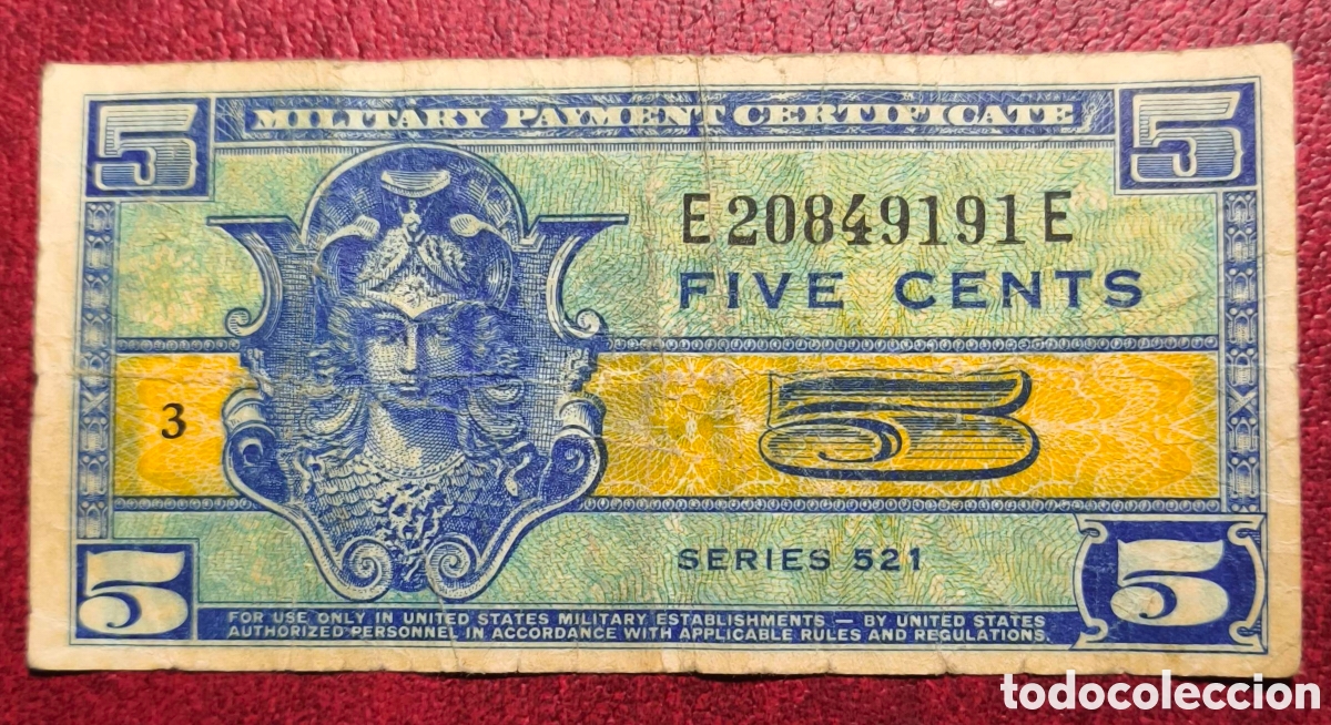 Billetes extranjeros: EEUU. 1969. Billete militar. 5 centavos - Foto 1
