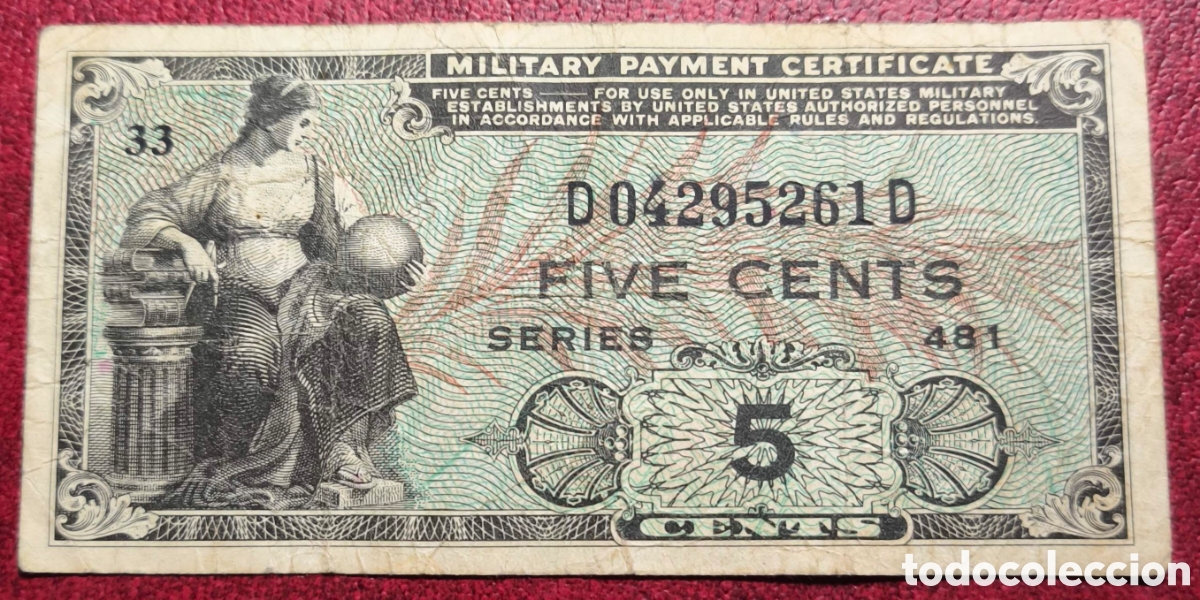 Billetes extranjeros: EEUU. 1948. Billete militar.5 centavos