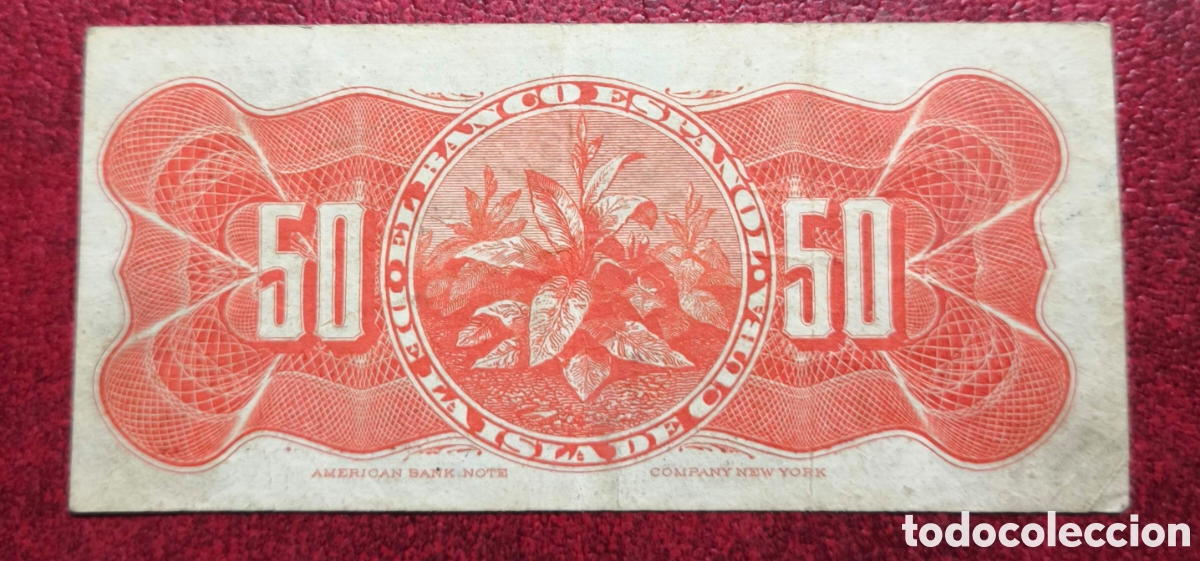 Billetes extranjeros: Cuba. 1896. Banco Espa&ntilde;ol. 50 centavos - Foto 2