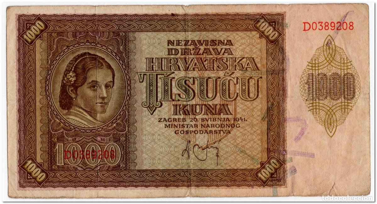 Billetes extranjeros: CROATIA,1000 KUNA,1941,P.4,aVF