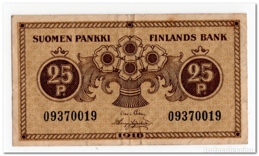 Billetes extranjeros: FINLAND,25 PENNI,1918,P.33a,VF