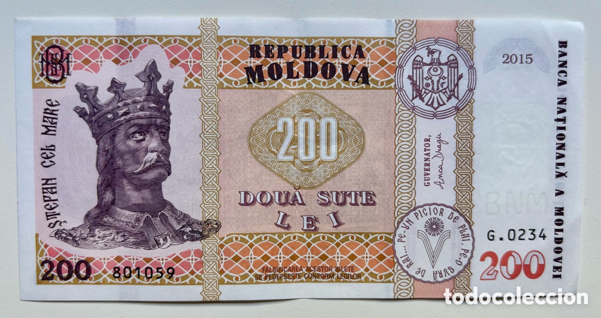 Billetes extranjeros: Billete MOLDAVIA 200 Lei 2015. Moldova