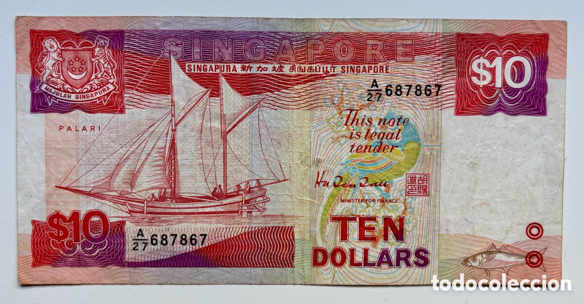 Billetes extranjeros: Billete SINGAPUR 10 Dolares (1988) Dollars Singapore