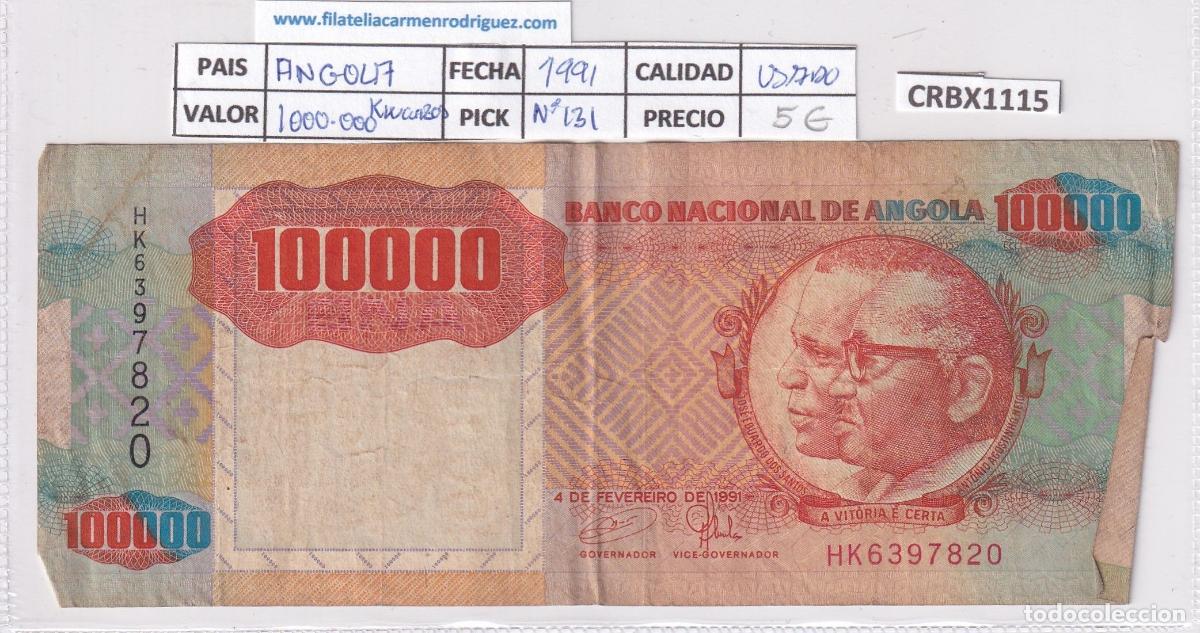 Billetes extranjeros: CRBX1115 BILLETE ANGOLA 100000 KWANZAS 1991 USADO