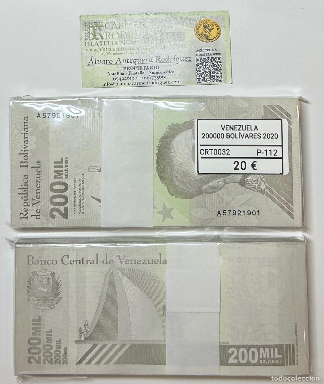 Billetes extranjeros: CRT0032 TACO 100 BILLETES VENEZUELA 200000 BOLIVARES 2020 P-112