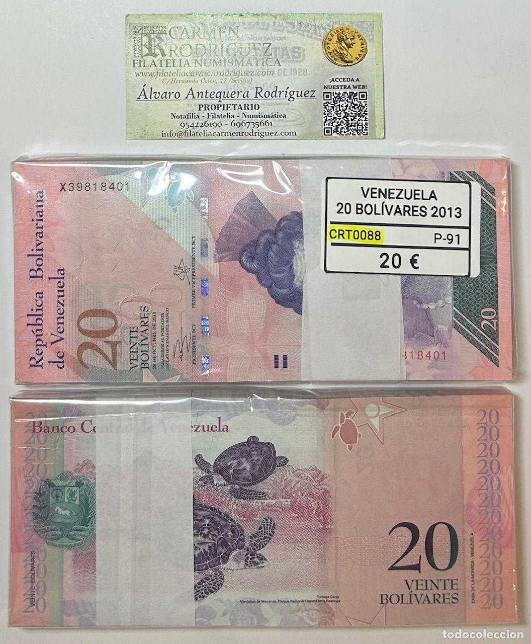 Billetes extranjeros: CRT0088 TACO 100 BILLETES VENEZUELA 20 BOLIVARES 2013 P- 91
