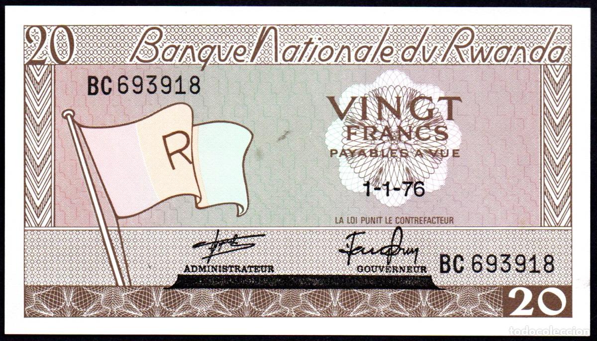 Billetes extranjeros: RUANDA - 20 FRANCOS 1976 - Pick.16 - S/C
