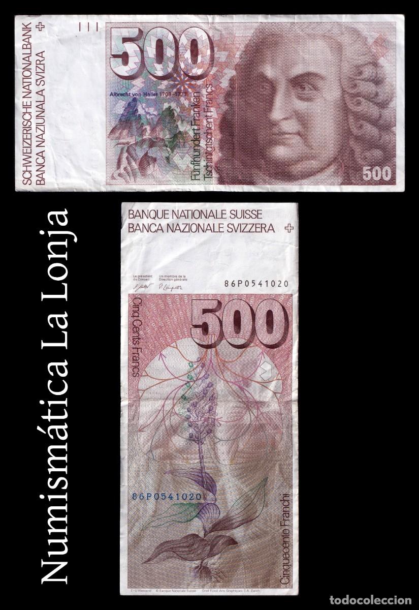 Billetes extranjeros: Suiza 500 Francos Albrecht von Haller 1986 Pick 58b(1) Mbc Vf