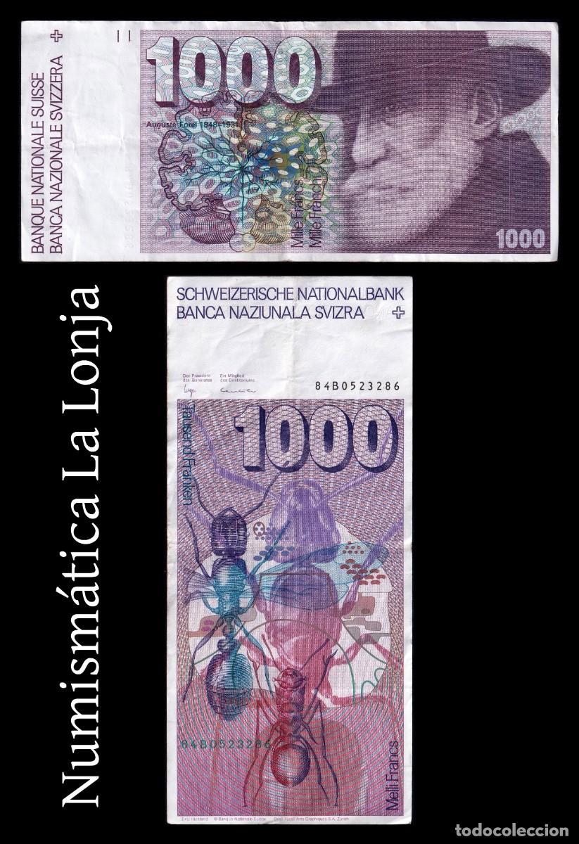 Billetes extranjeros: Suiza 1000 Francos Auguste Forel 1984 Pick 59c(2) Mbc Vf
