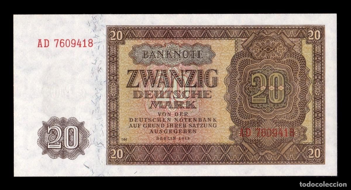 Billetes extranjeros: Alemania Rep&uacute;blica Democr&aacute;tica DDR 20 Marcos 1948 Pick 13b Sc- aUnc
