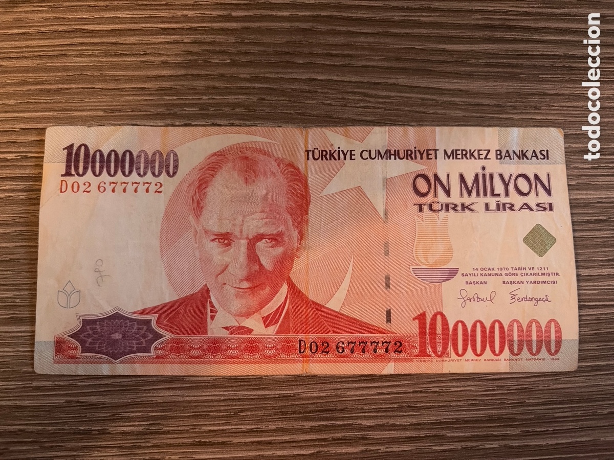 Billetes extranjeros: Billete de 10.000.000 de Liras Turcas &ndash; 1999
