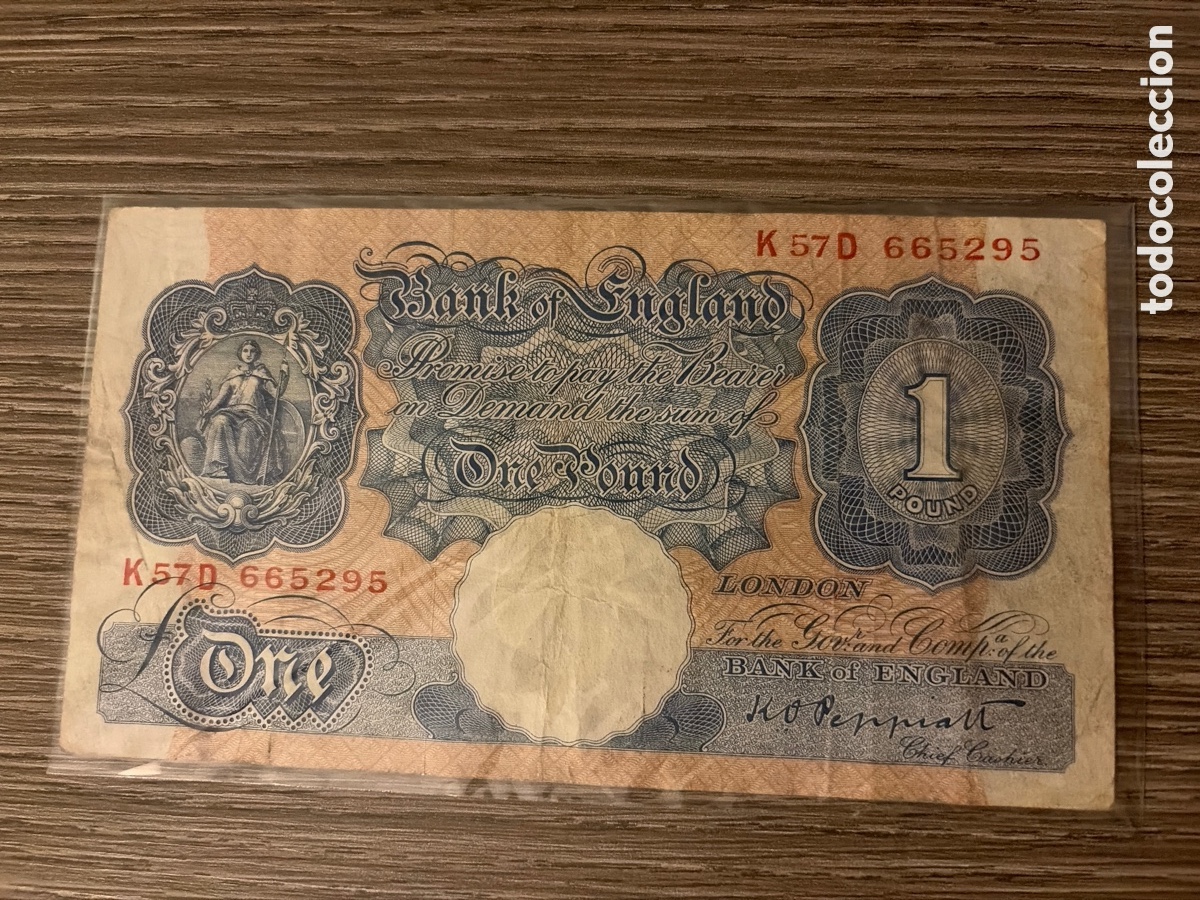 Billetes extranjeros: Inglaterra &ndash; 1 Libra &ndash; 1914 &ndash; Bradbury