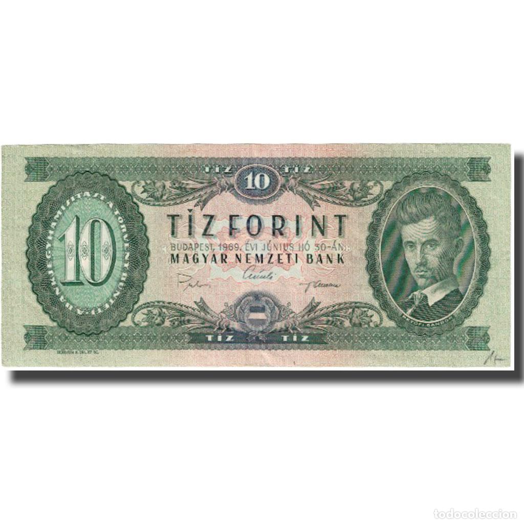 Billetes extranjeros: [#626270] Billete, 10 Forint, 1969, Hungr&iacute;a, 1969-06-30, KM:168b, BC