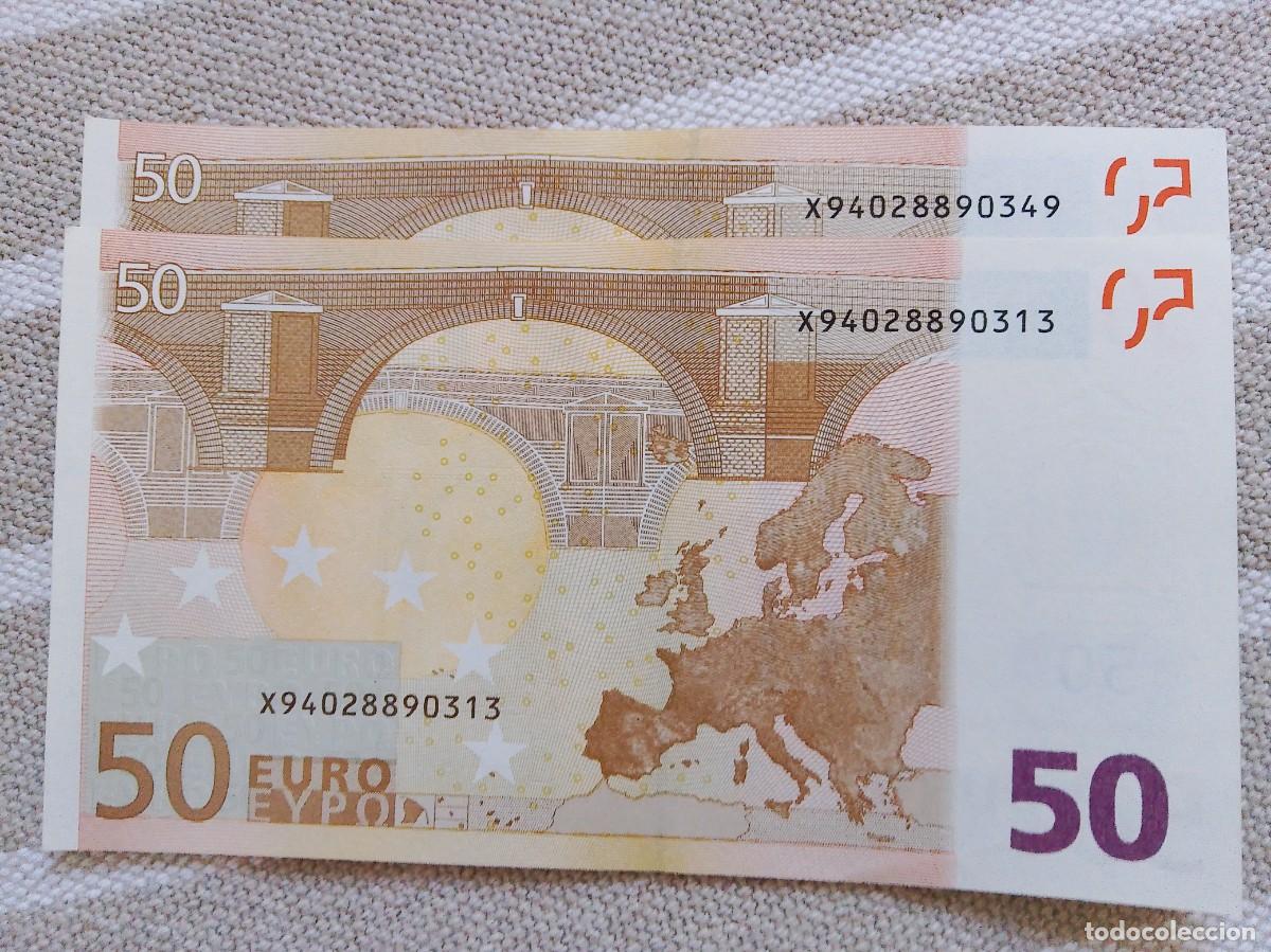 Billetes extranjeros: 2 Billete 50 euro Espa&ntilde;a 2002 s/c, plancha , par correlativo