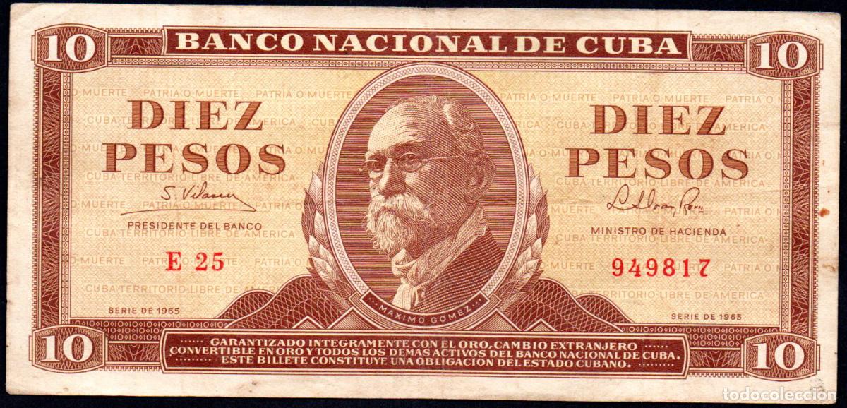 Billetes extranjeros: CUBA - 10 PESOS 1965