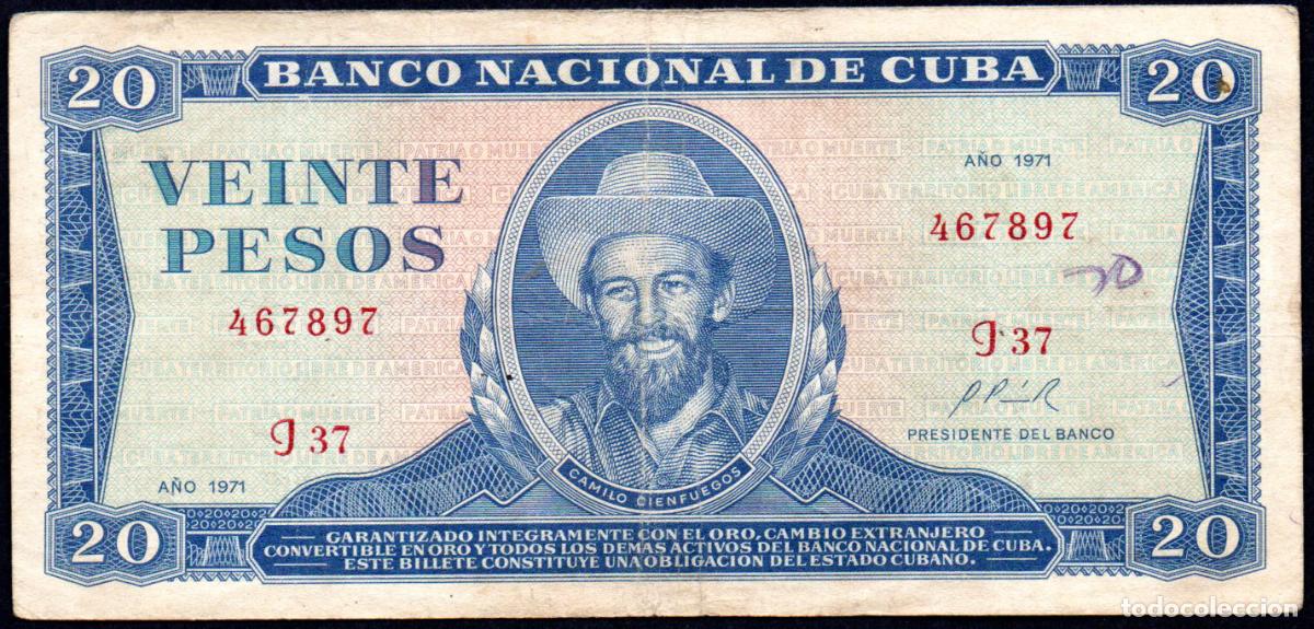 Billetes extranjeros: CUBA - 20 PESOS 1971