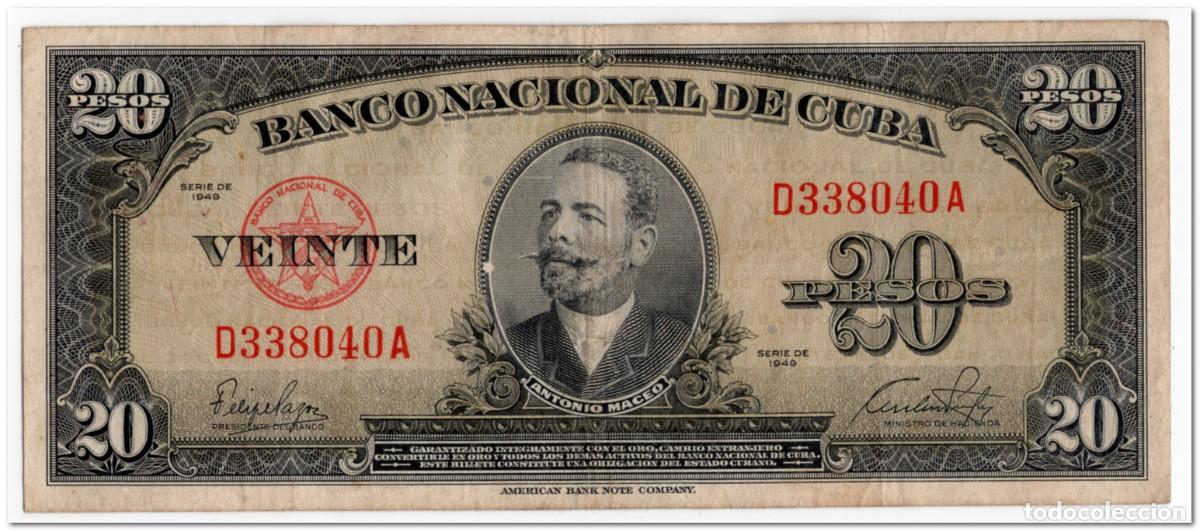 Billetes extranjeros: CUBA,20 PESOS,1949,P.80a,VF