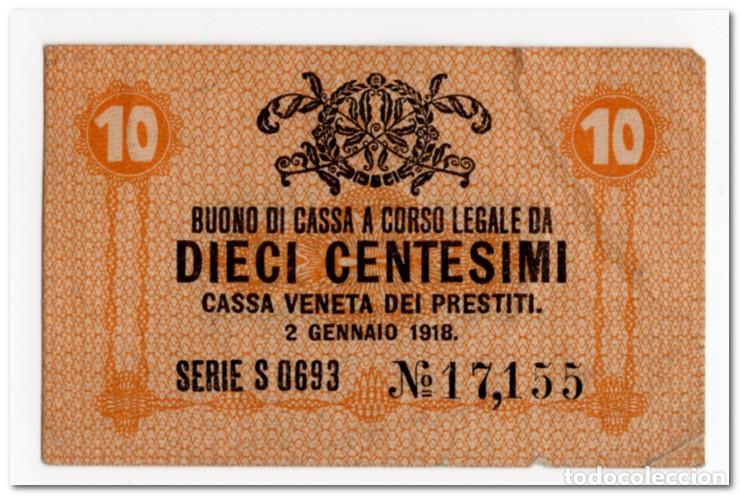 Billetes extranjeros: ITALY,CASA VENETA DEI PRESTITI,10 CENTISIMI,1918,P.M2,VF-XF