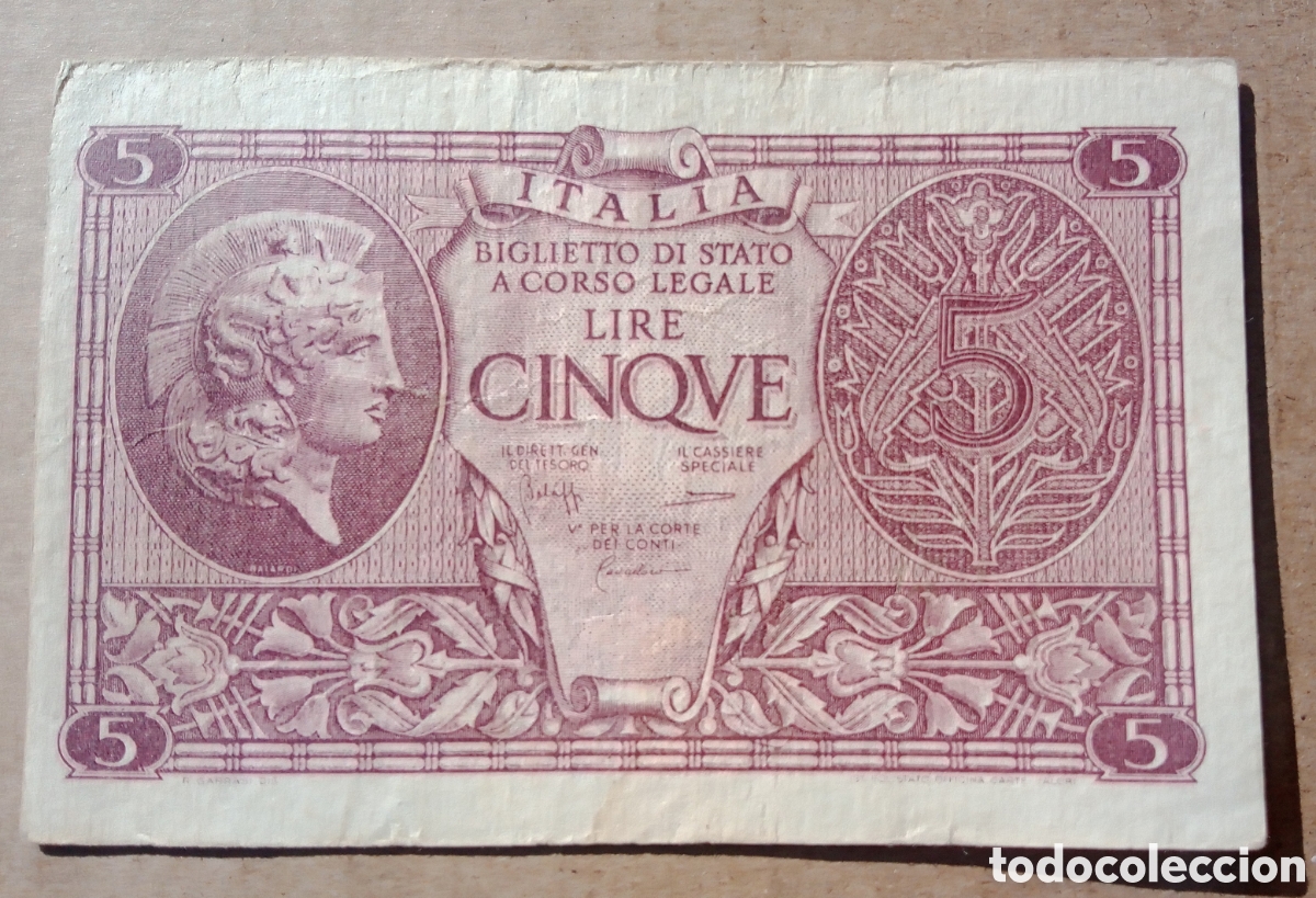 Billetes extranjeros: Italia - 5 Liras 1944 - 0918 240714 - Rc