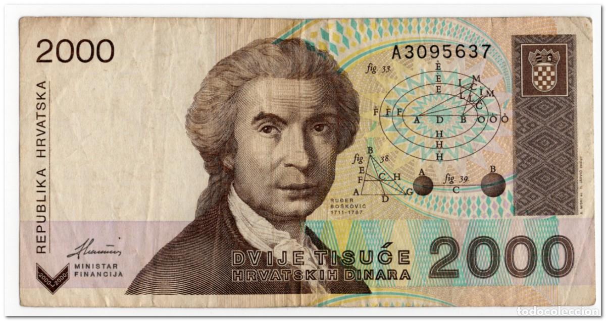 Billetes extranjeros: CROATIA,2000 DINARA,1992,P.23,VF