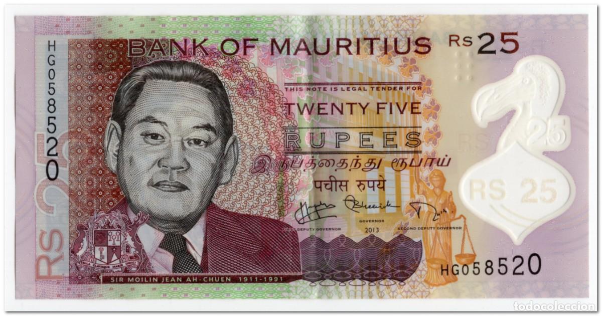 Billetes extranjeros: MAURITIUS,25 RUPEES,2013,POLYMER,P.64,VF
