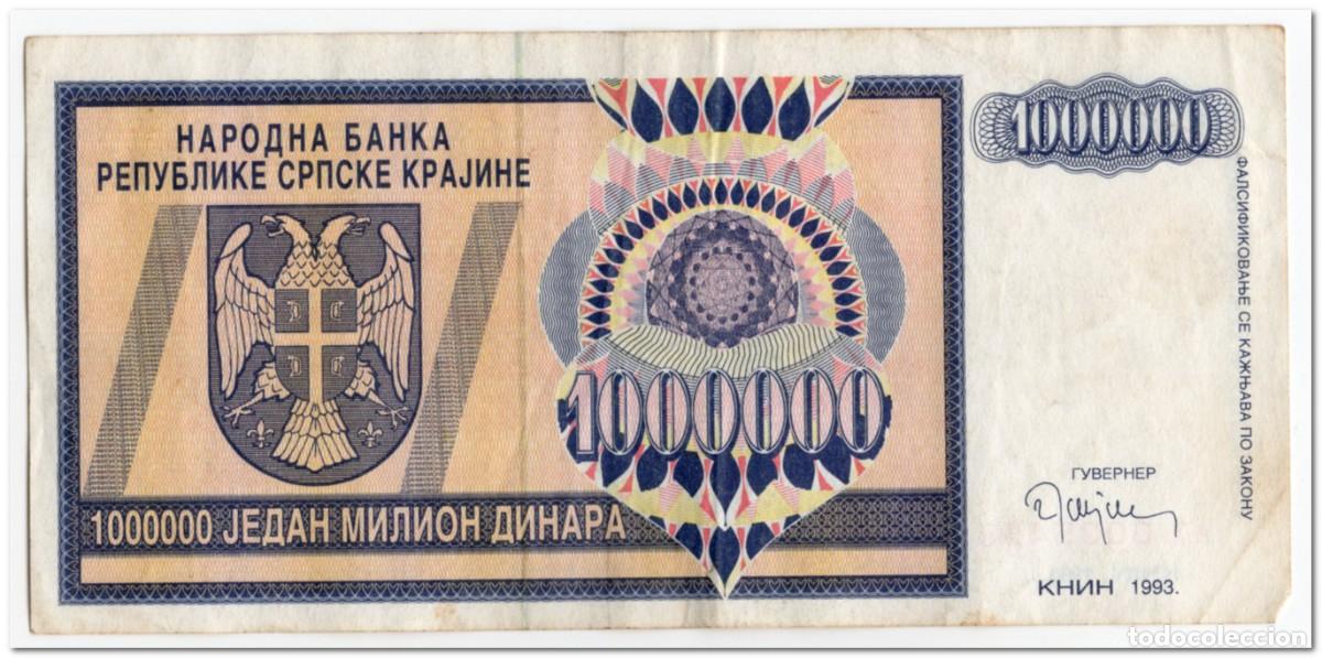 Billetes extranjeros: CROATIA,1 000 000 DINARA,1993,P.R10,VF