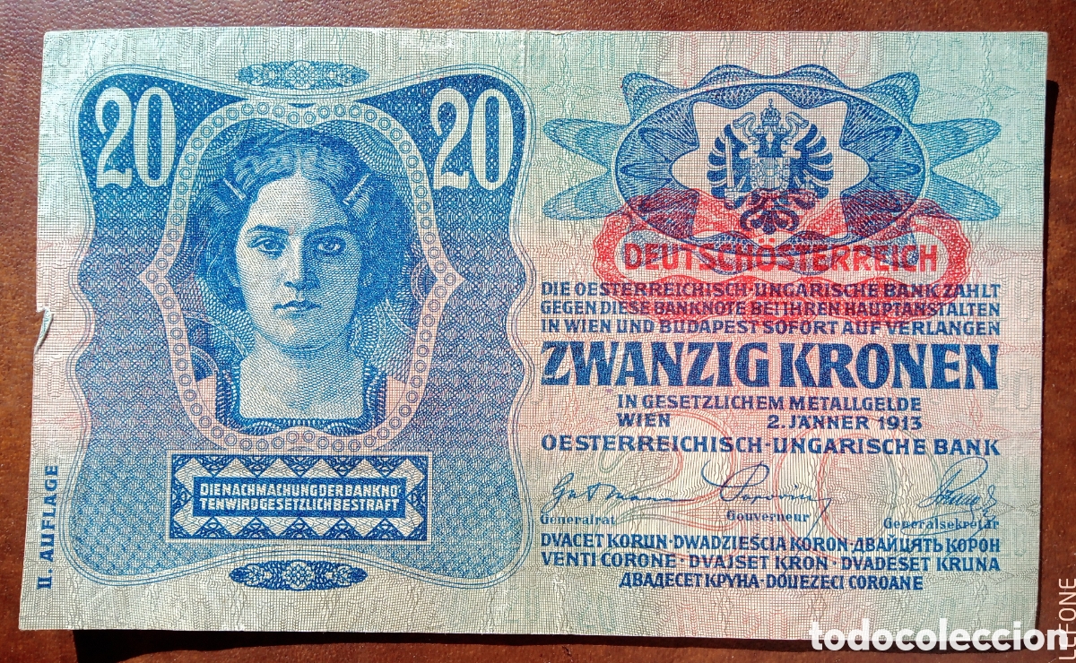 Billetes extranjeros: Imperio Austroh&uacute;ngaro - 20 Coronas 1913 - 992889 - Rc