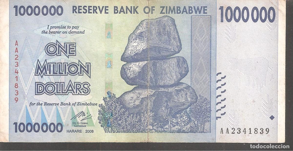 Billetes extranjeros: Billete ZIMBABWE 1000000 DOLLARS 2008 1 MILLON