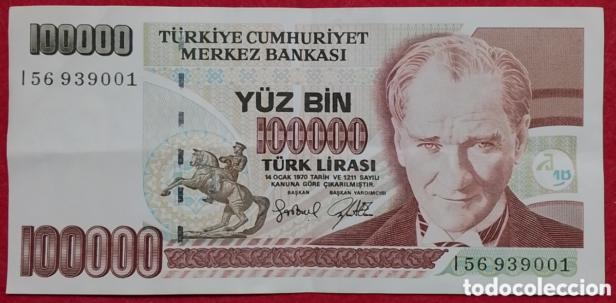 Billetes extranjeros: Billete de Turqu&iacute;a 100000 liras Pick #206 1970