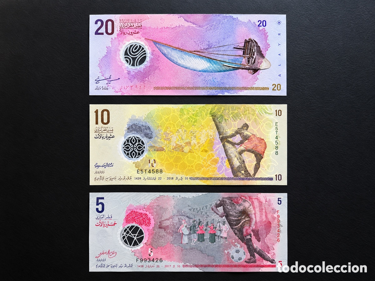 Billetes extranjeros: Lote 3 billetes Maldivas
