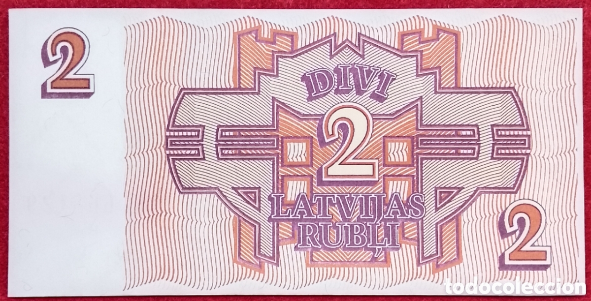 Billetes extranjeros: Billete de Letonia 2 Rubli Pick P#36 1992 - Foto 2