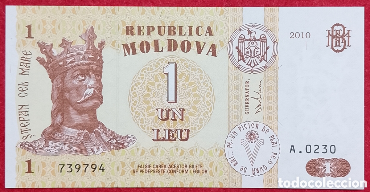 Billetes extranjeros: Billete de Moldavia 1 Leu Pick variante #8h 2010