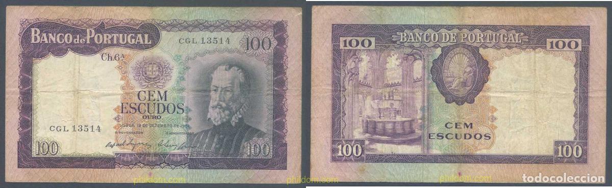 Billetes extranjeros: 6764 PORTUGAL 1961 PORTUGAL 1961 100 ESCUDOS