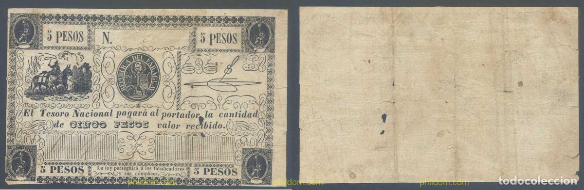 Billetes extranjeros: 6451 PARAGUAY 1862 PARAGUAY 1862 5 PESOS