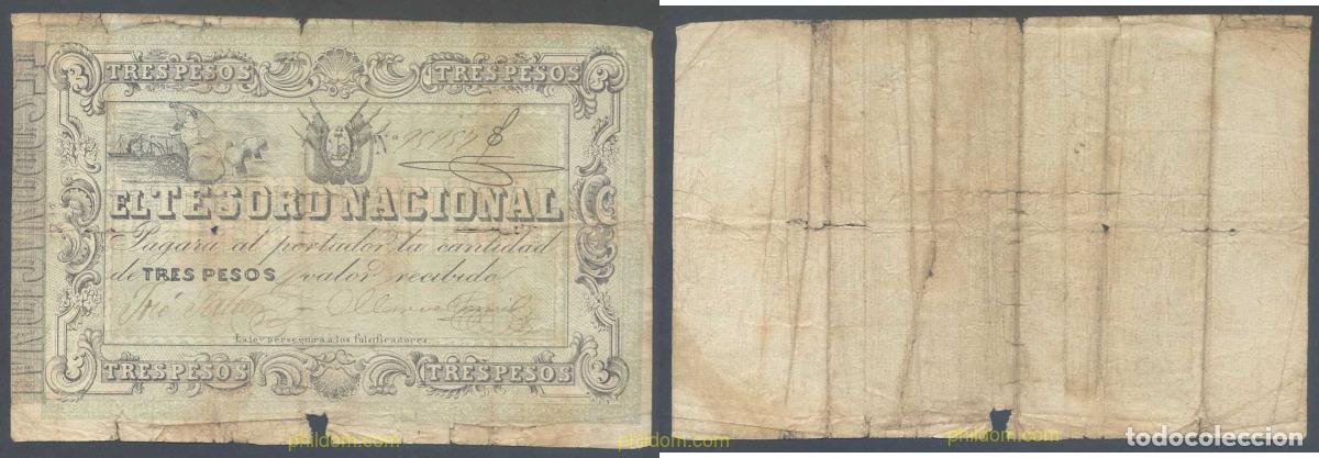 Billetes extranjeros: 6449 PARAGUAY 1860 PARAGUAY 3 PESOS 1860