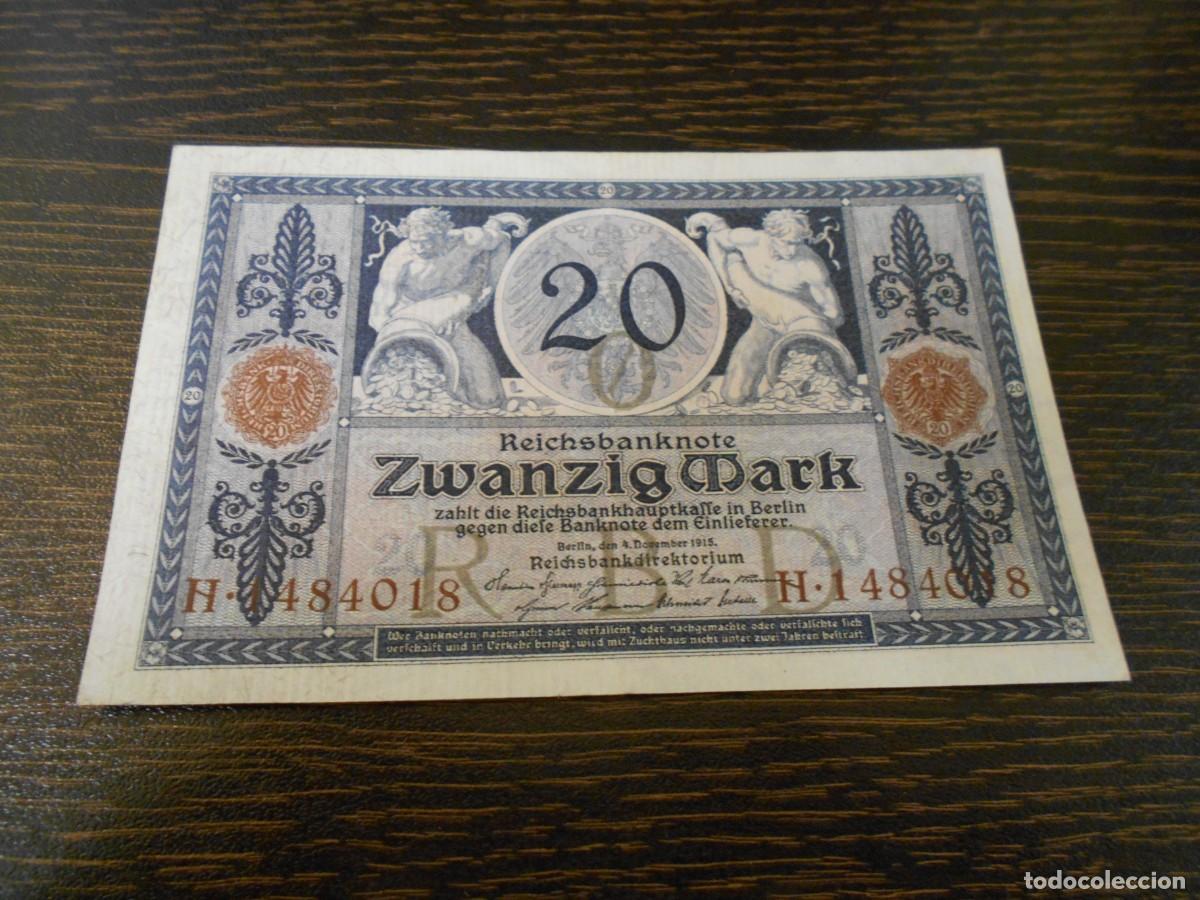 Billetes extranjeros: ALEMANIA-BILLETE ANTIGUO-20 MARCOS-1915-Pick 63-EBC