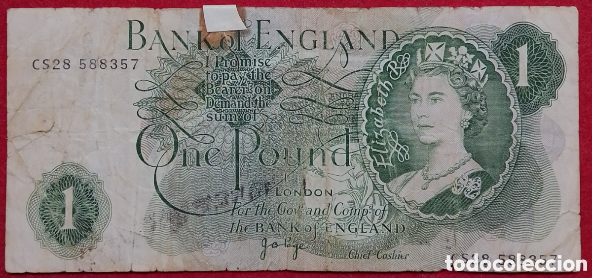 Billetes extranjeros: Billete Reino Unido 1 Libra Pick variante P#374g 1970