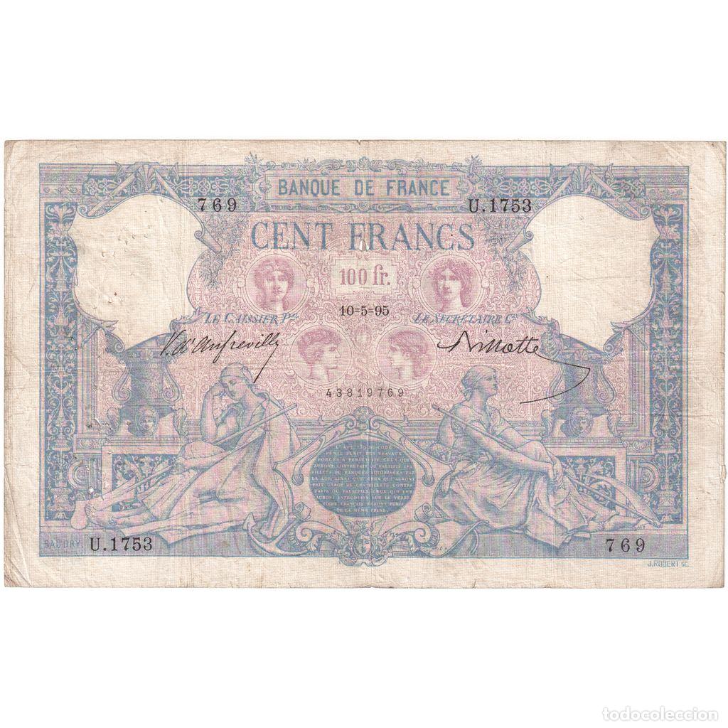 Billetes extranjeros: [#337022] Francia, 100 Francs, Bleu et Rose, 1895-05-10, U.1753, RC+