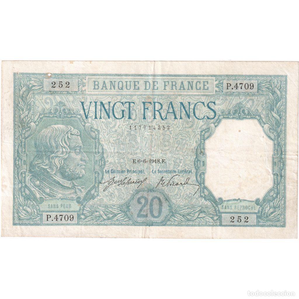 Billetes extranjeros: [#337026] Francia, 20 Francs, Bayard, 1918-06-06, P.4709, MBC+