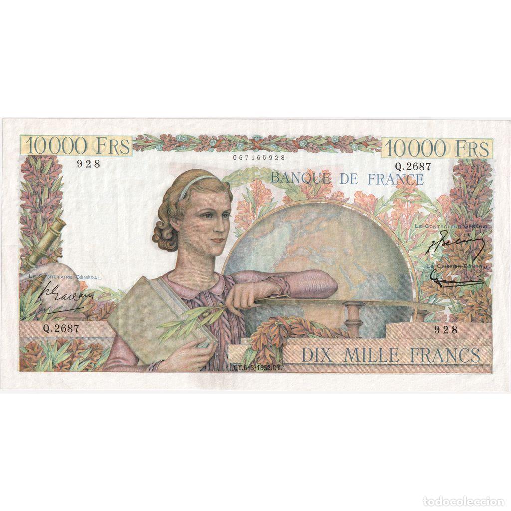 Billetes extranjeros: [#337045] Francia, 10,000 Francs, G&eacute;nie Fran&ccedil;ais, 1952-03-06, Q.2687, EBC