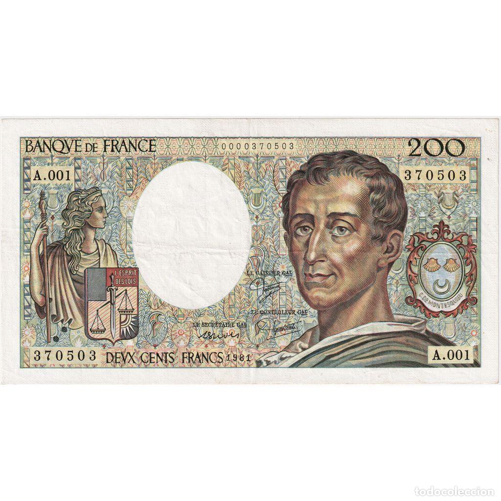 Billetes extranjeros: [#337030] Francia, 200 Francs, Montesquieu, 1981, A.001, MBC+