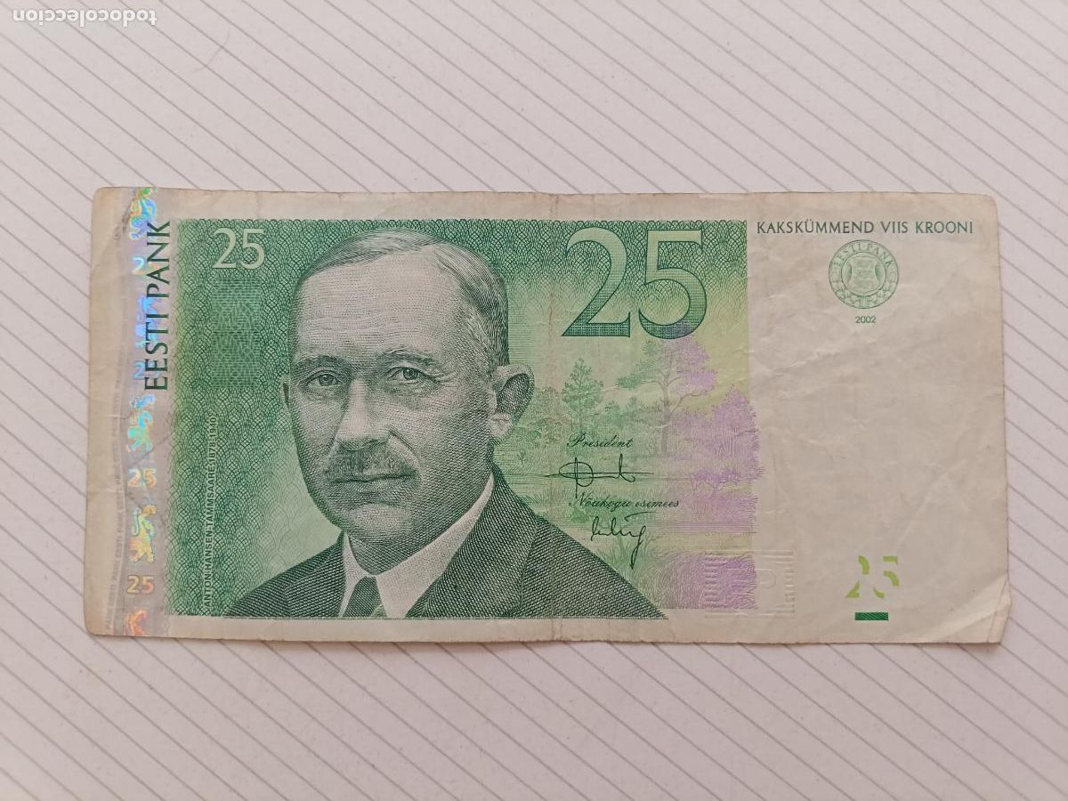 Billetes extranjeros: ESTONIA, 25 KROONI, 2002