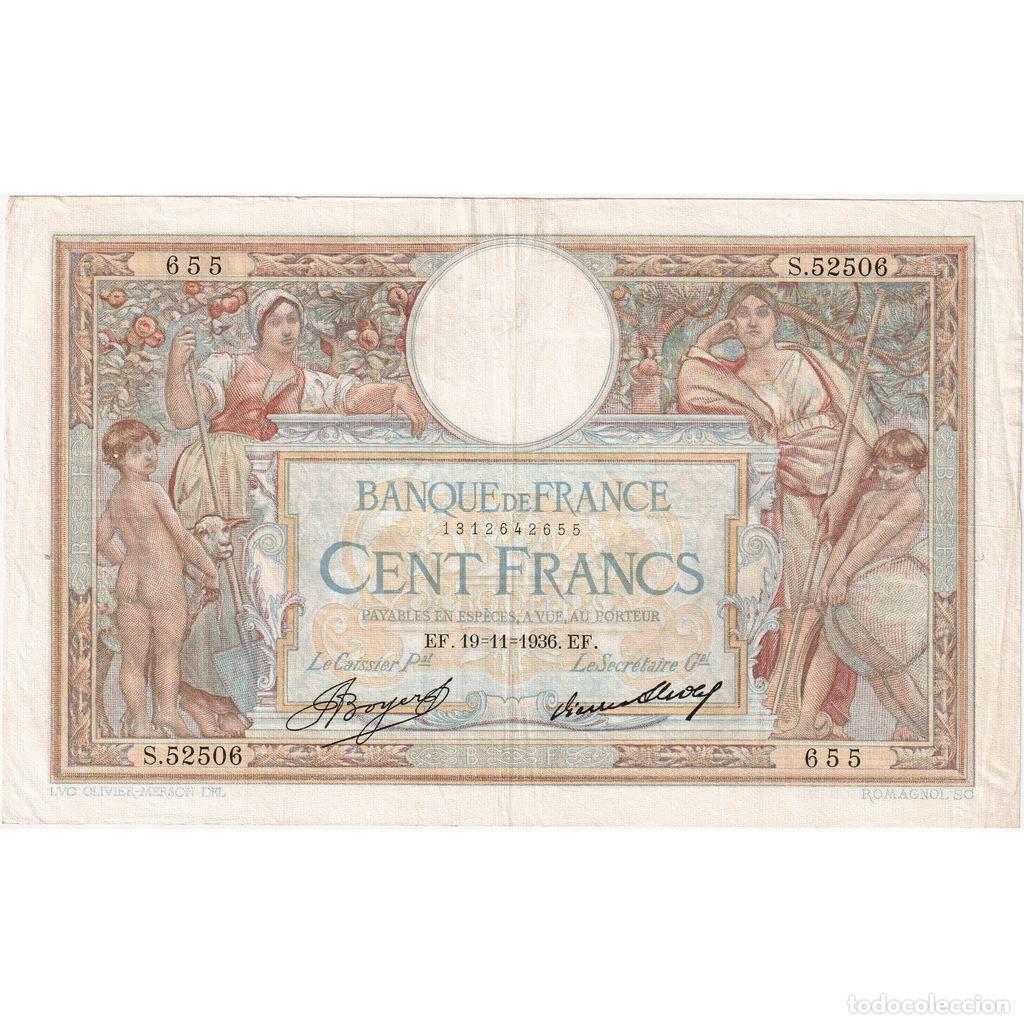 Billetes extranjeros: [#337023] Francia, 100 Francs, Luc Olivier Merson, 1936-11-19, S.52506, MBC