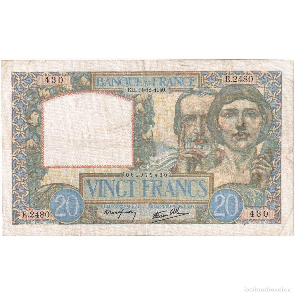 Billetes extranjeros: [#337027] Francia, 20 Francs, Science et Travail, 1940-12-19, E.2480, BC
