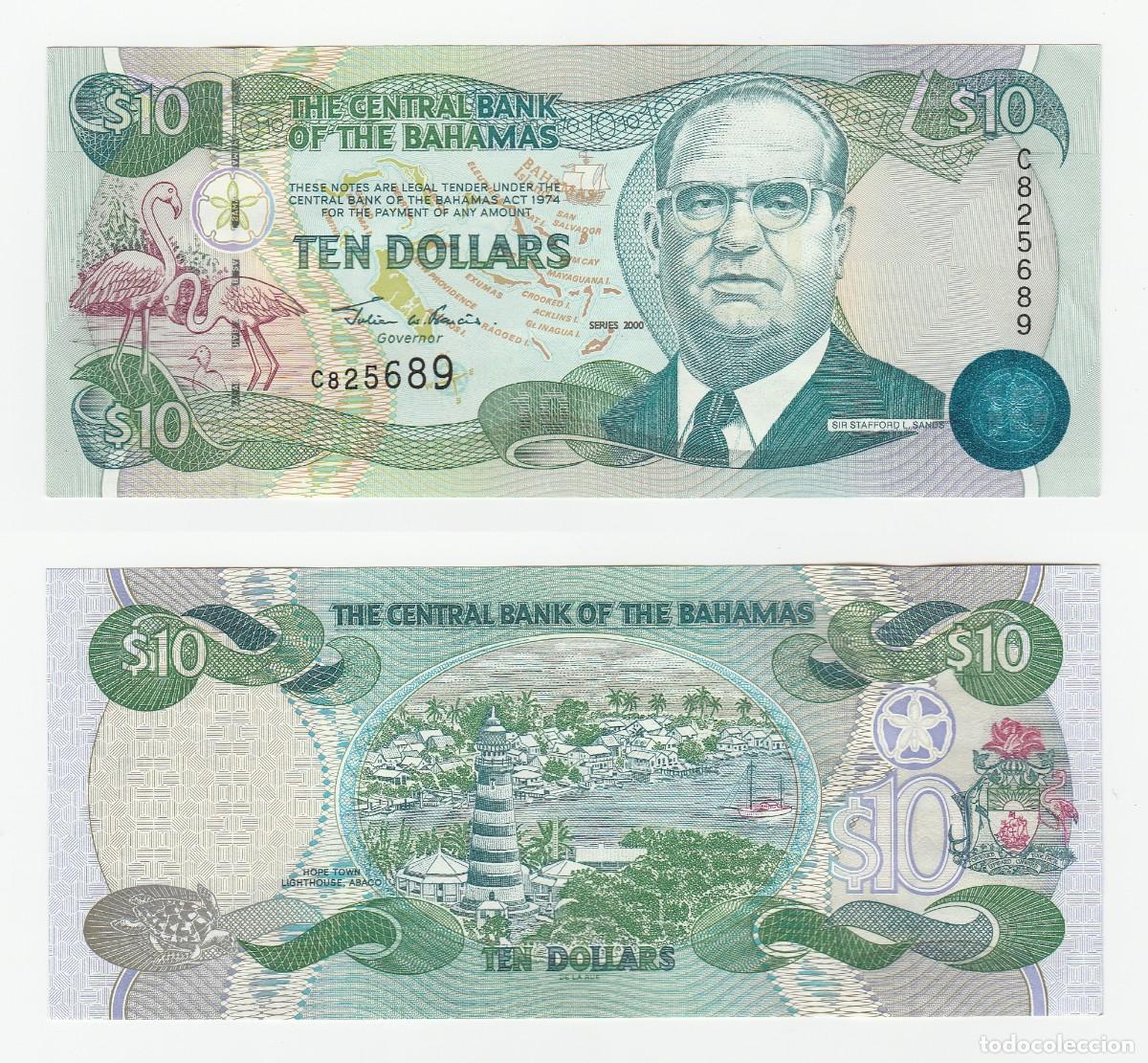 Billetes extranjeros: Bahamas 10 D&oacute;lares 2000 Pick 64 n/s C825689 Sin Circular (el billete de la foto)
