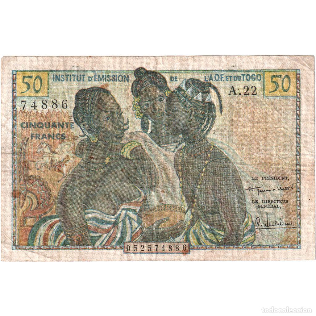 Billetes extranjeros: [#337094] Estados del &Aacute;frica Occidental, 50 Francs, 1956, MBC
