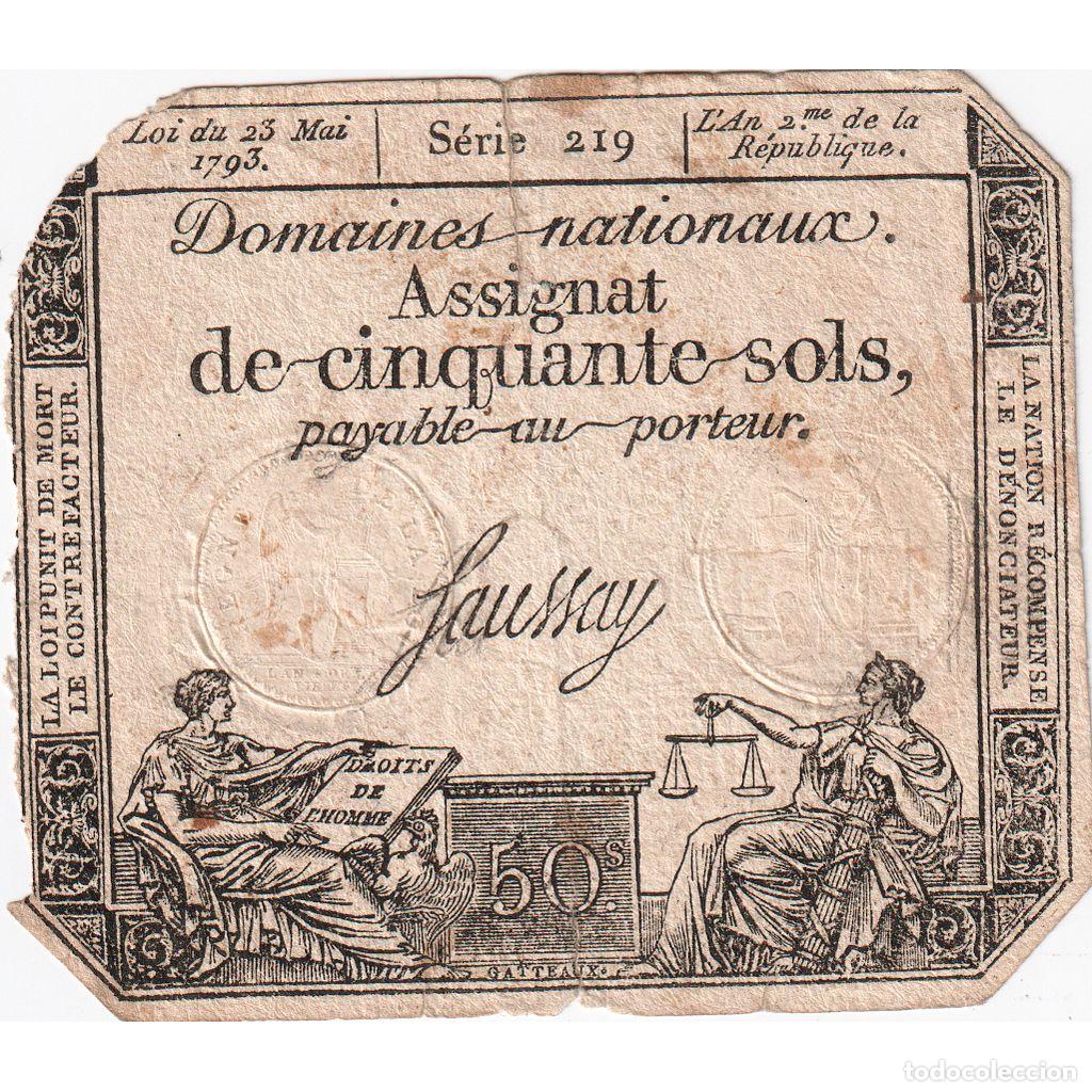 Billetes extranjeros: [#337101] Francia, 50 Sols, 1793-05-23, SERIE 219, BC