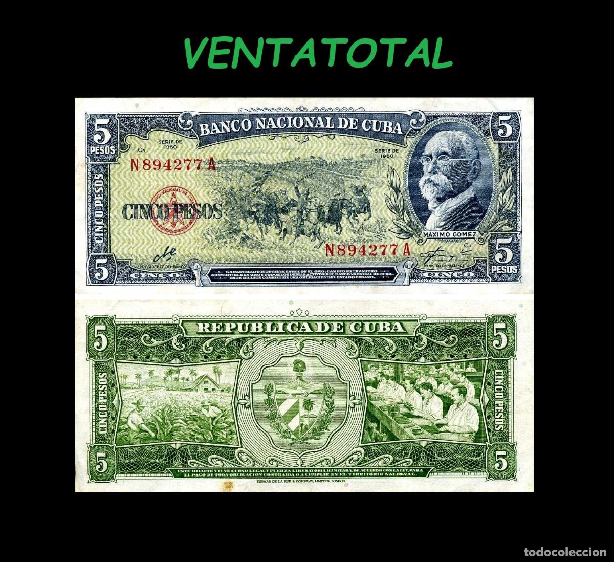 Billetes extranjeros: CUBA 5 PESOS DE 1960 SERIE N894277A FIRMADO POR EL CHE GUEVARA BILLETE AUTENTICO