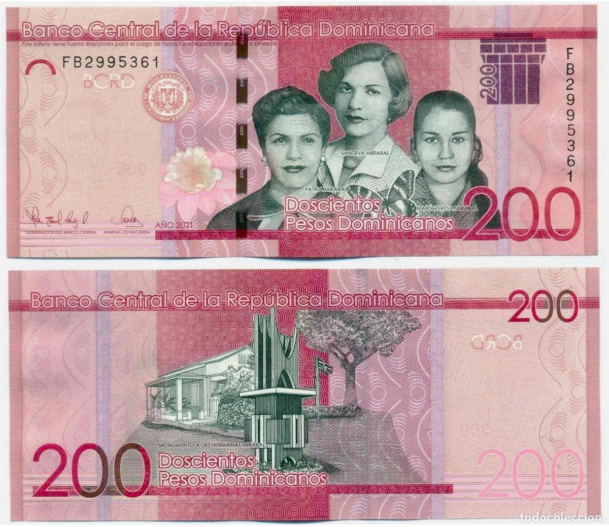 Billetes extranjeros: Rep&uacute;blica Dominicana 200 Pesos 2021 n/s FB2995451 Sin Circular (el billete de la foto)