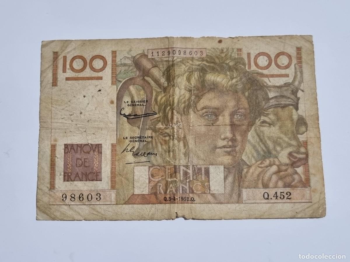 Billetes extranjeros: Antiguo Billete 100 Francos Banco Francia 1952 Serie Q.452 Coleccionista